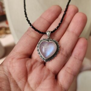 Beautiful Sterling Silver Moonstone Heart Pendant